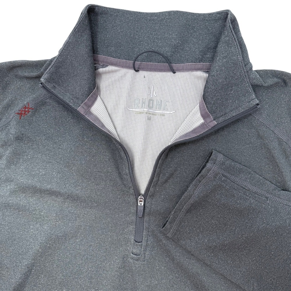 Rhone Mens Medium Gray Heather Quarter Zip Pullover Training Top Thumbholes